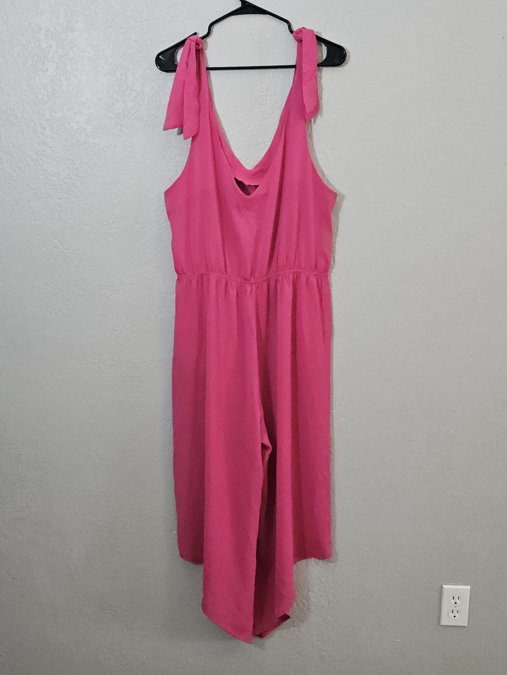 Belongsci Wide Leg Jumpsuit - Fuchsia Pink Tie-Strap Womens XL - Picture 6 of 8